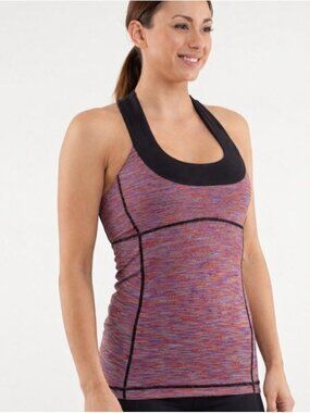Lululemon Scoop Neck Tank Size 4 Wee Are From Space Black March Multi Gym Run